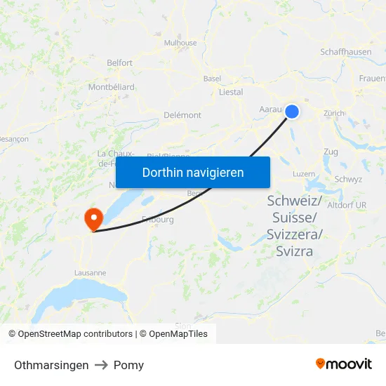 Othmarsingen to Pomy map