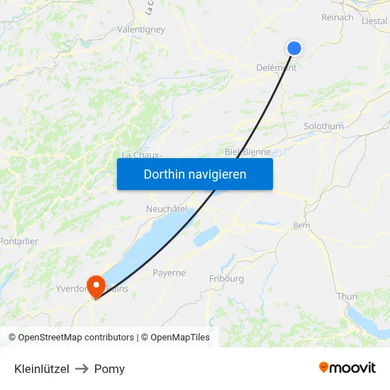 Kleinlützel to Pomy map