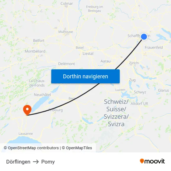Dörflingen to Pomy map