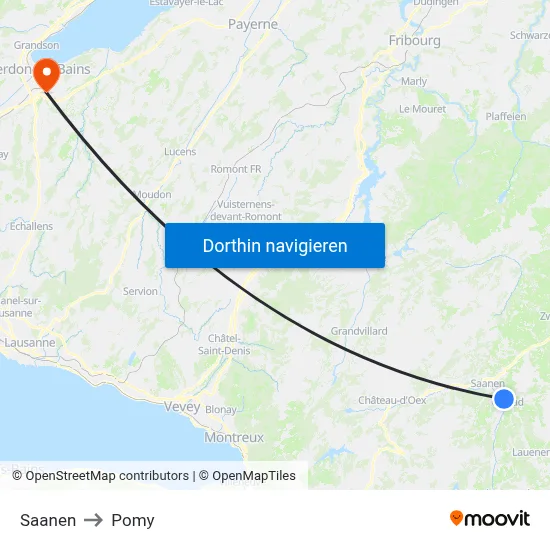 Saanen to Pomy map