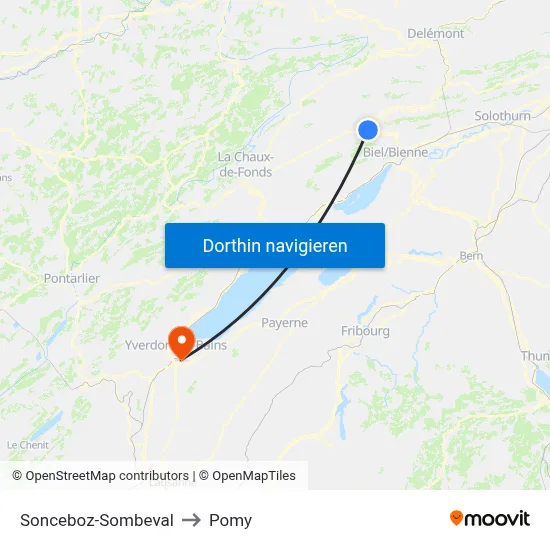Sonceboz-Sombeval to Pomy map