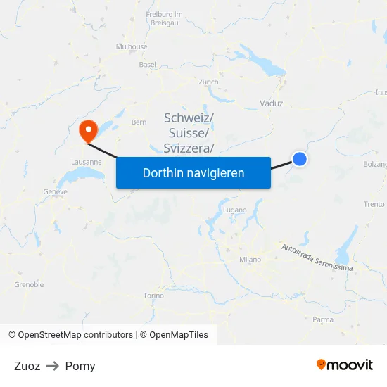 Zuoz to Pomy map
