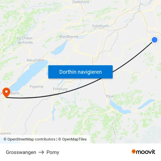 Grosswangen to Pomy map