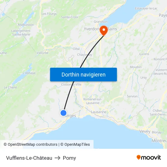 Vufflens-Le-Château to Pomy map