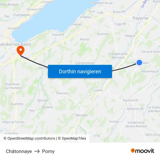 Châtonnaye to Pomy map