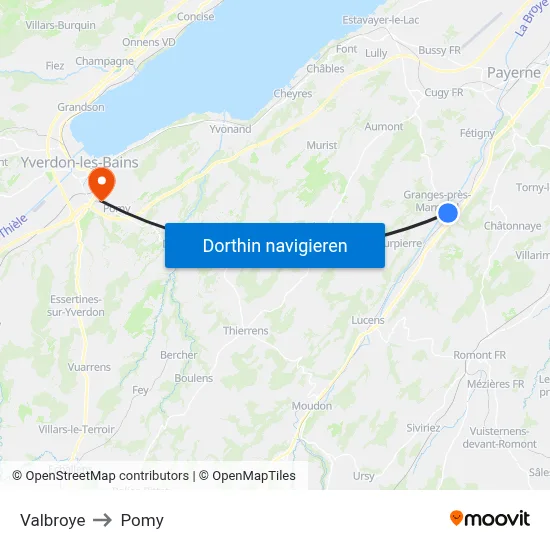 Valbroye to Pomy map