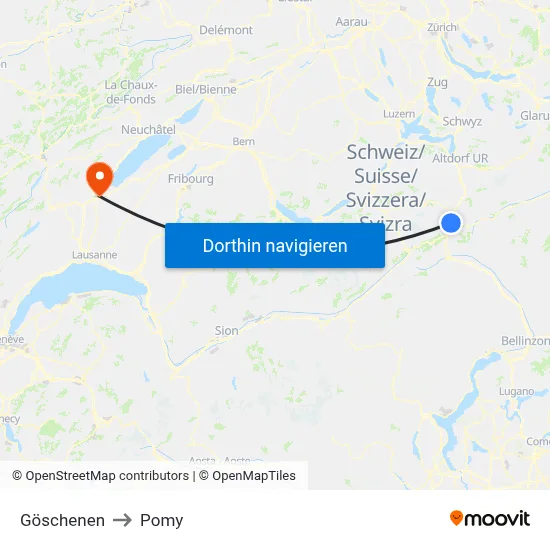 Göschenen to Pomy map