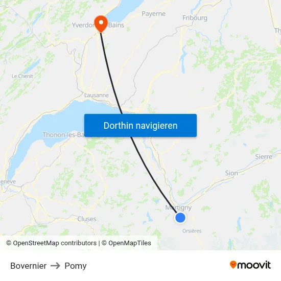 Bovernier to Pomy map