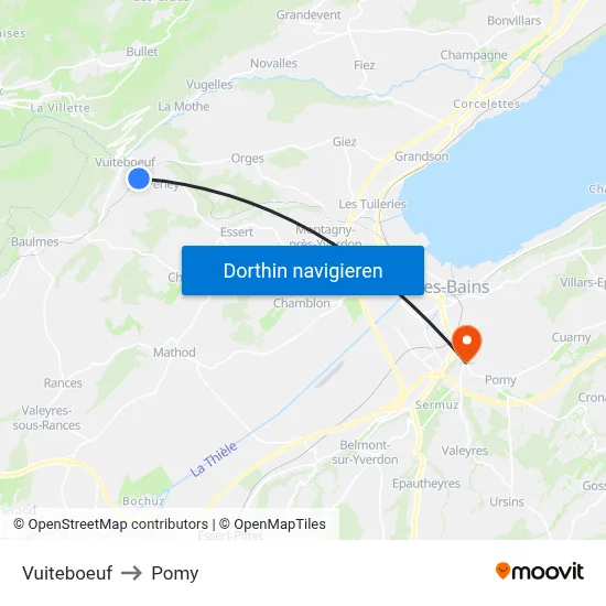 Vuiteboeuf to Pomy map
