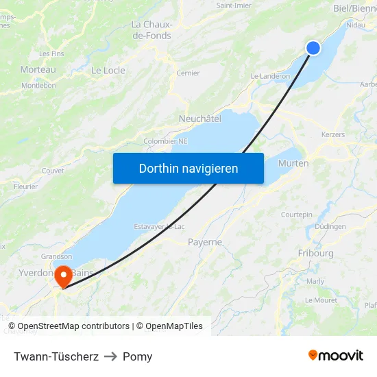 Twann-Tüscherz to Pomy map