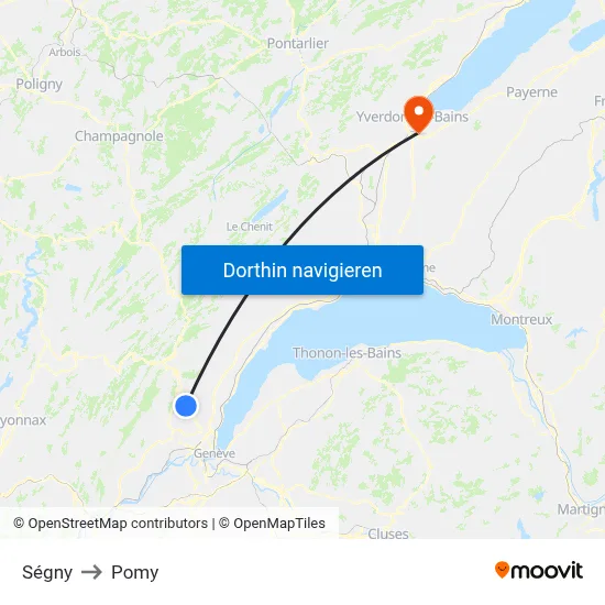 Ségny to Pomy map