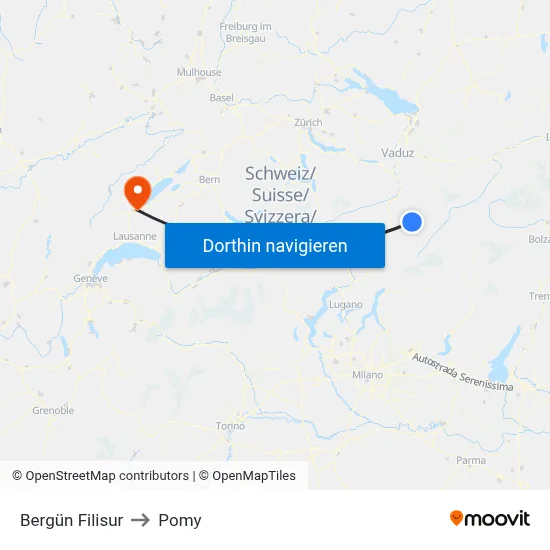 Bergün Filisur to Pomy map