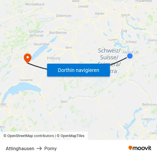 Attinghausen to Pomy map