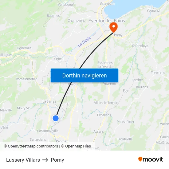 Lussery-Villars to Pomy map