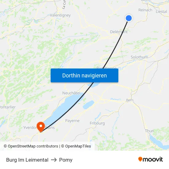 Burg Im Leimental to Pomy map