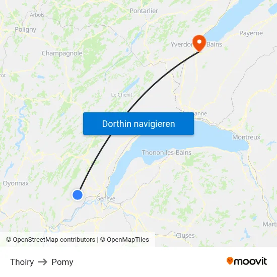 Thoiry to Pomy map