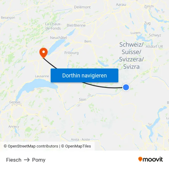 Fiesch to Pomy map