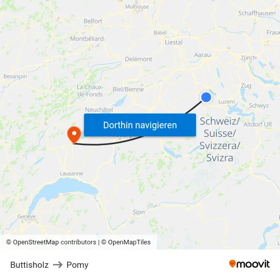 Buttisholz to Pomy map