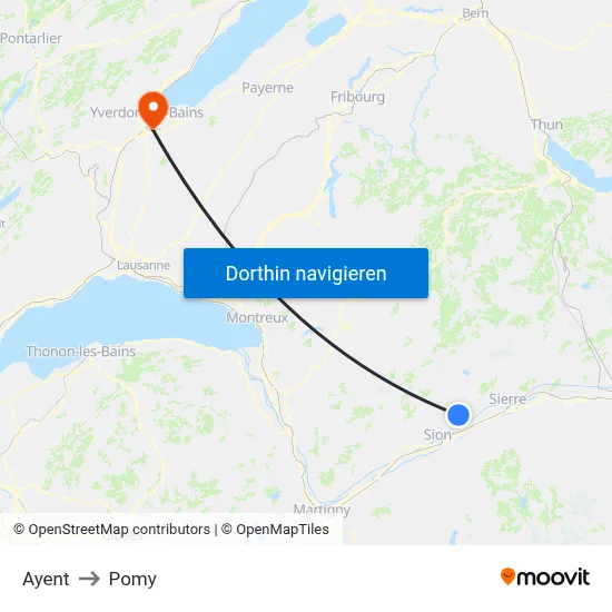Ayent to Pomy map