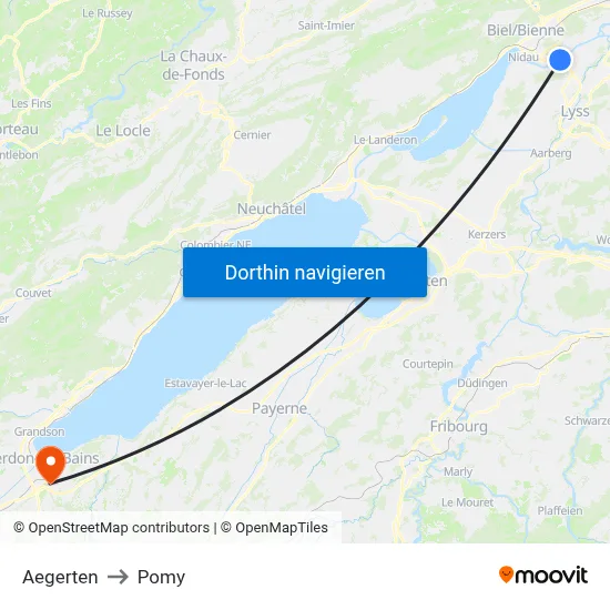 Aegerten to Pomy map