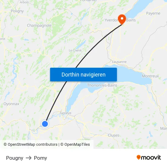Pougny to Pomy map