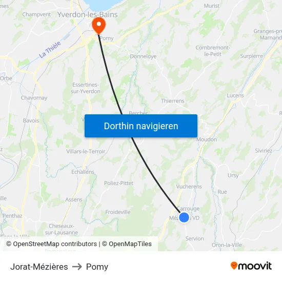 Jorat-Mézières to Pomy map