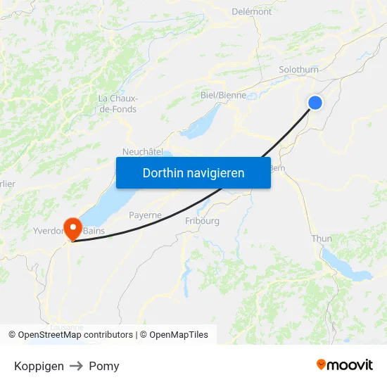 Koppigen to Pomy map