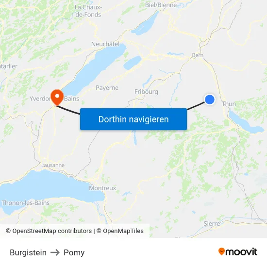 Burgistein to Pomy map