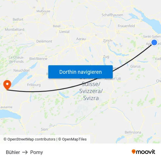 Bühler to Pomy map