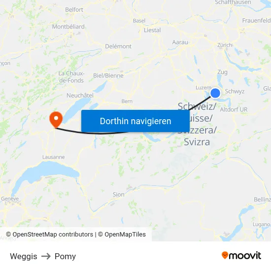 Weggis to Pomy map