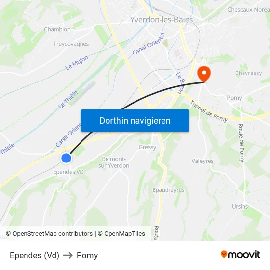 Ependes (Vd) to Pomy map
