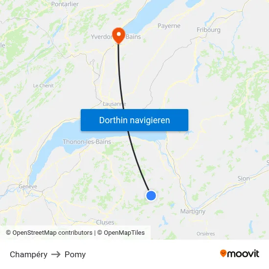 Champéry to Pomy map