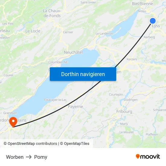 Worben to Pomy map