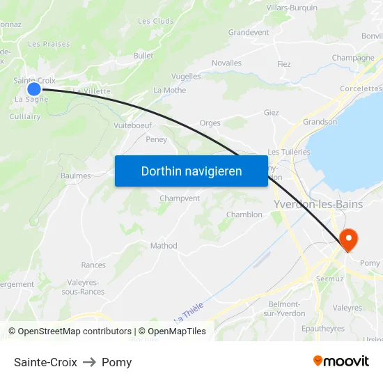 Sainte-Croix to Pomy map