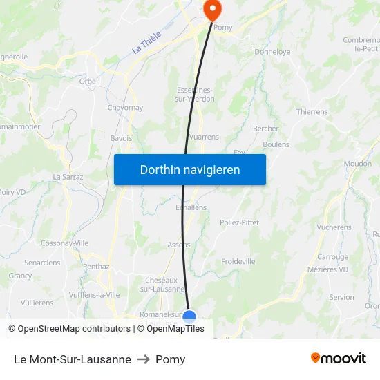 Le Mont-Sur-Lausanne to Pomy map