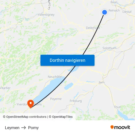 Leymen to Pomy map