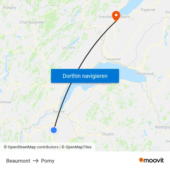 Beaumont to Pomy map