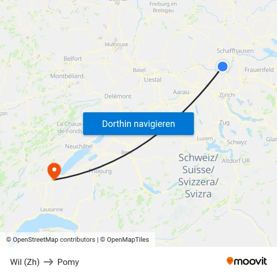 Wil (Zh) to Pomy map