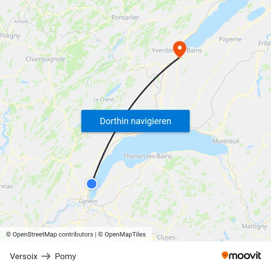 Versoix to Pomy map