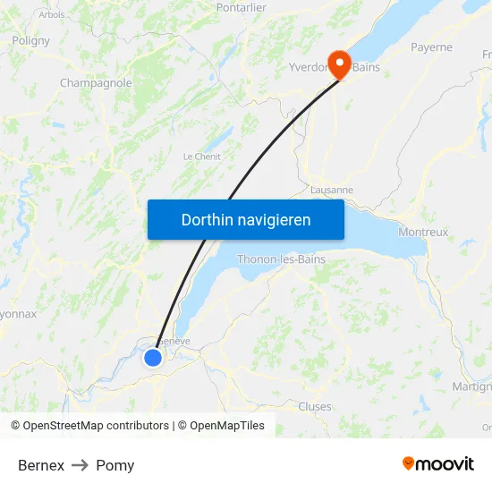 Bernex to Pomy map