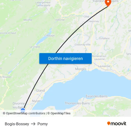 Bogis-Bossey to Pomy map