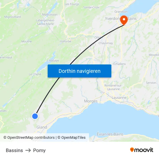 Bassins to Pomy map