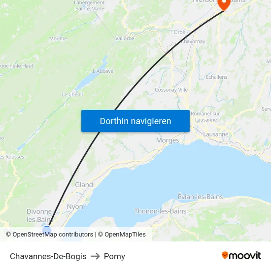 Chavannes-De-Bogis to Pomy map