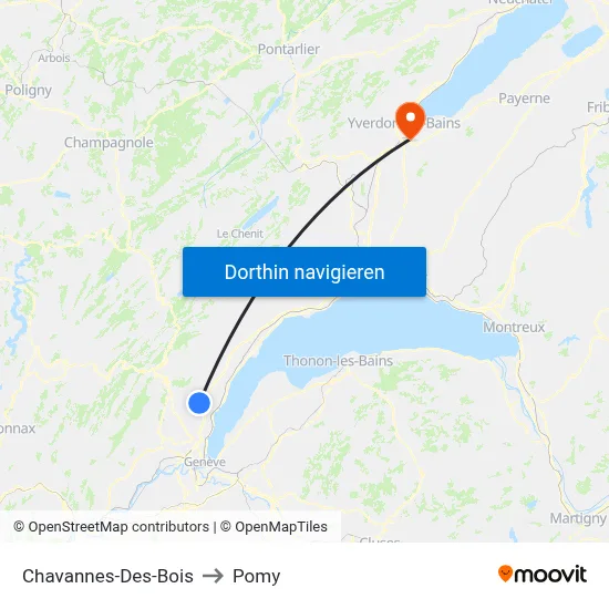 Chavannes-Des-Bois to Pomy map