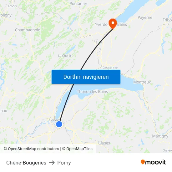 Chêne-Bougeries to Pomy map