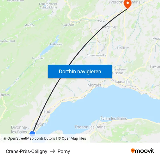 Crans-Près-Céligny to Pomy map