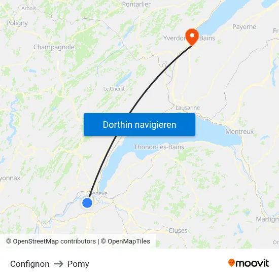 Confignon to Pomy map