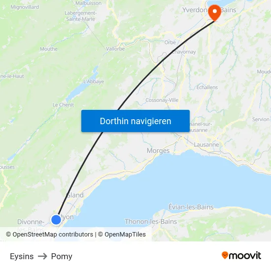 Eysins to Pomy map