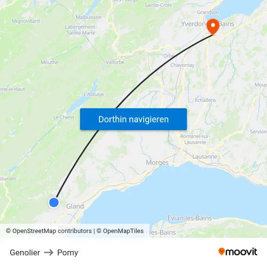 Genolier to Pomy map