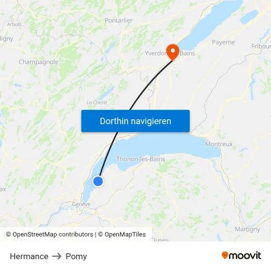 Hermance to Pomy map